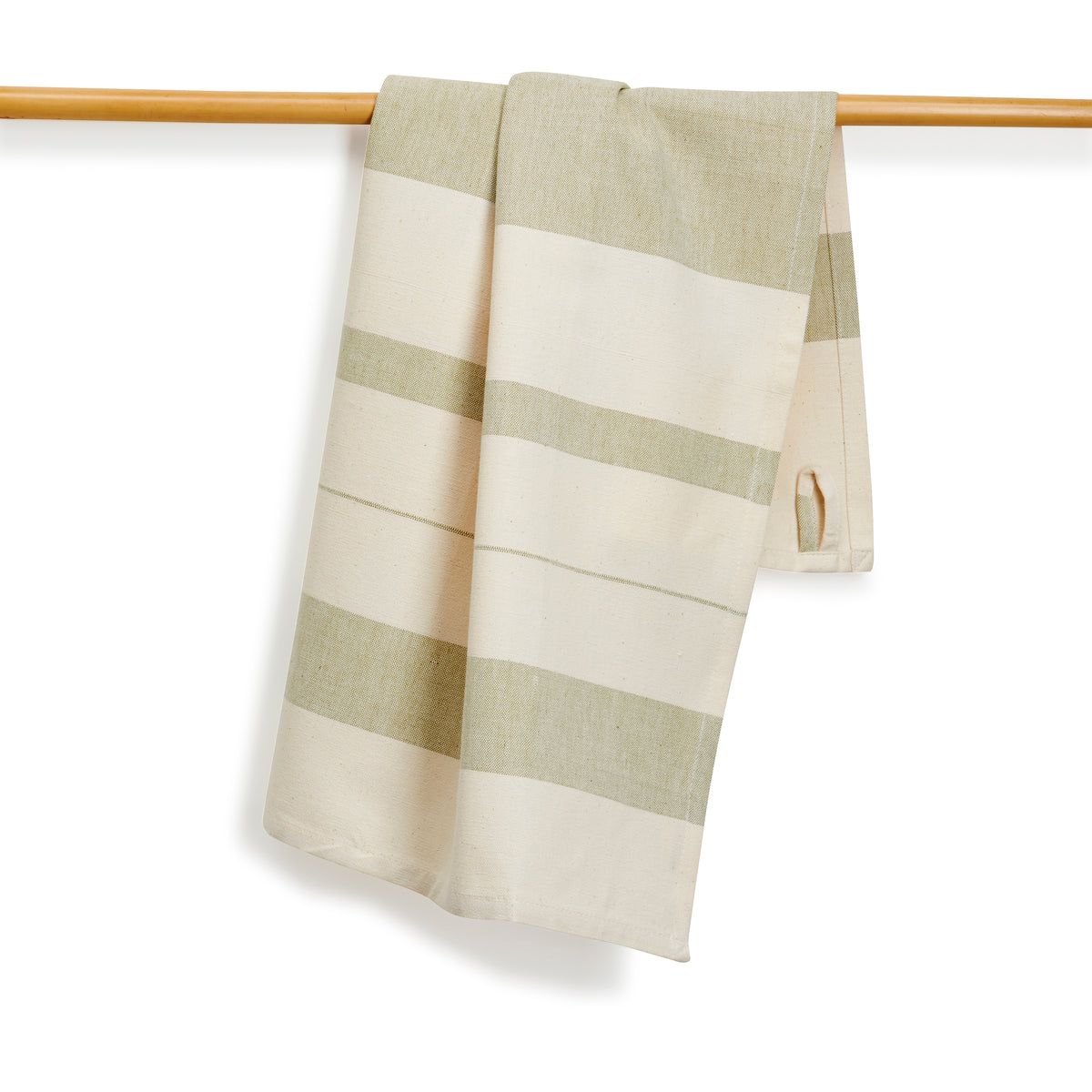Cotton Kitchen Towel | Handwoven | Field Stripe | Sage