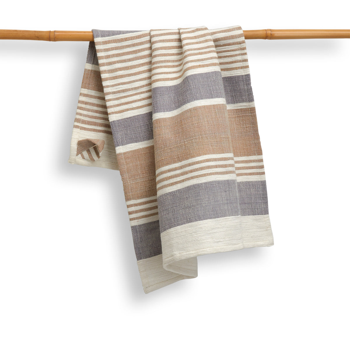 Cotton Kitchen Towel | Handspun &amp; Handwoven | Studio Stripe | Pebble