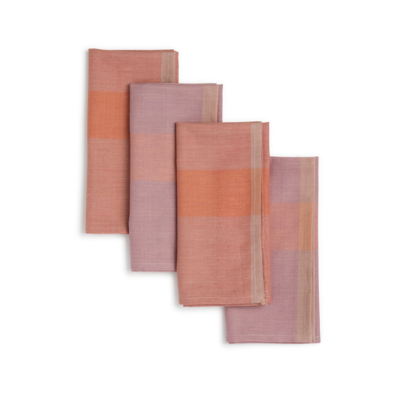 Handwoven Cotton Napkins, Set of 4 | 16" × 16" | Harmonic | Mango Salsa