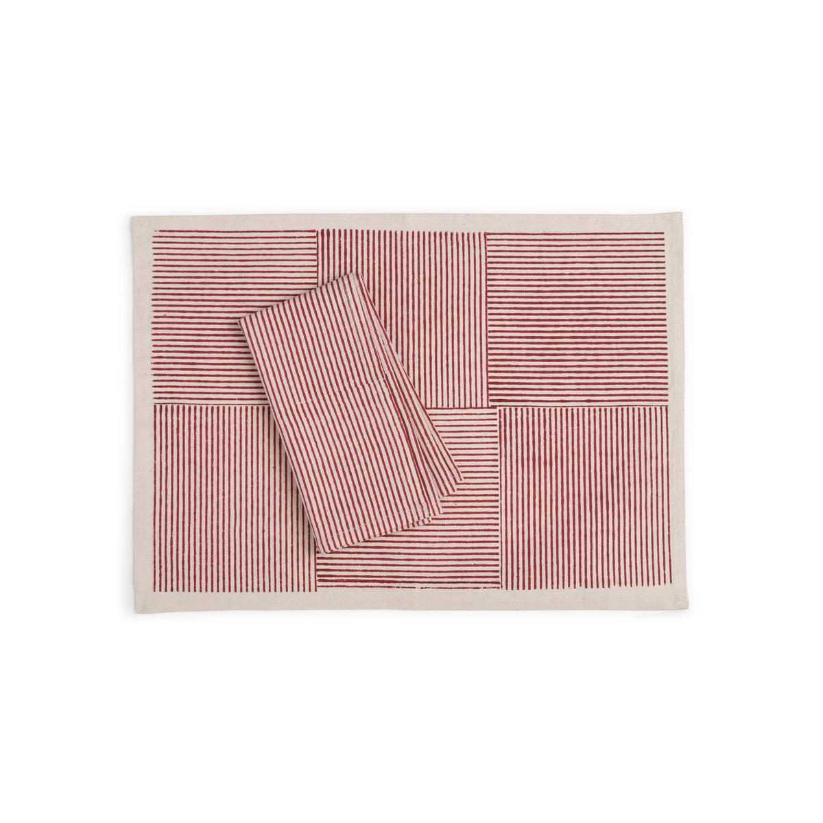 Hand Block Printed Cotton Napkins, Set of 4 | 18″×18″ | Axis | Hibiscus