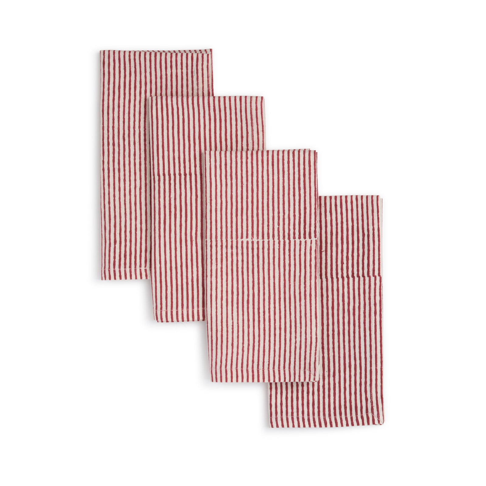Hand Block Printed Cotton Napkins, Set of 4 | 18″×18″ | Axis | Hibiscus
