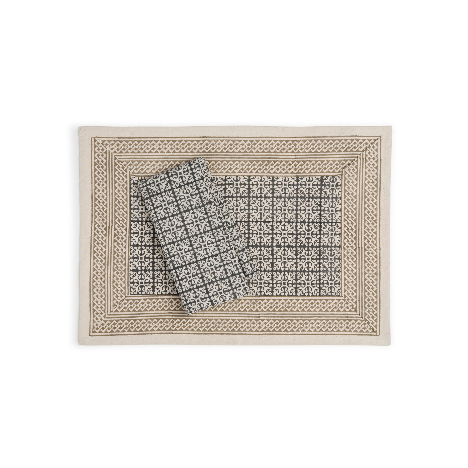 Hand Block Printed Cotton Napkins, Set of 4 | 18″×18″ | Axis | Brownie