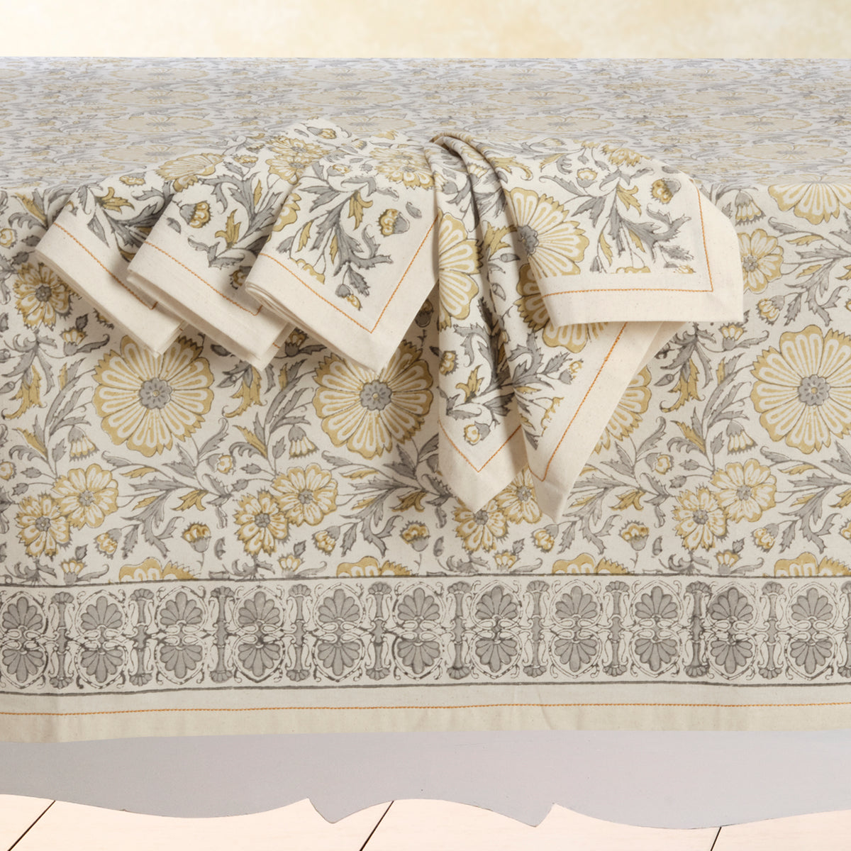 Hand Block Printed Kora Cotton Tablecloths | Stories in Print | Zinnia
