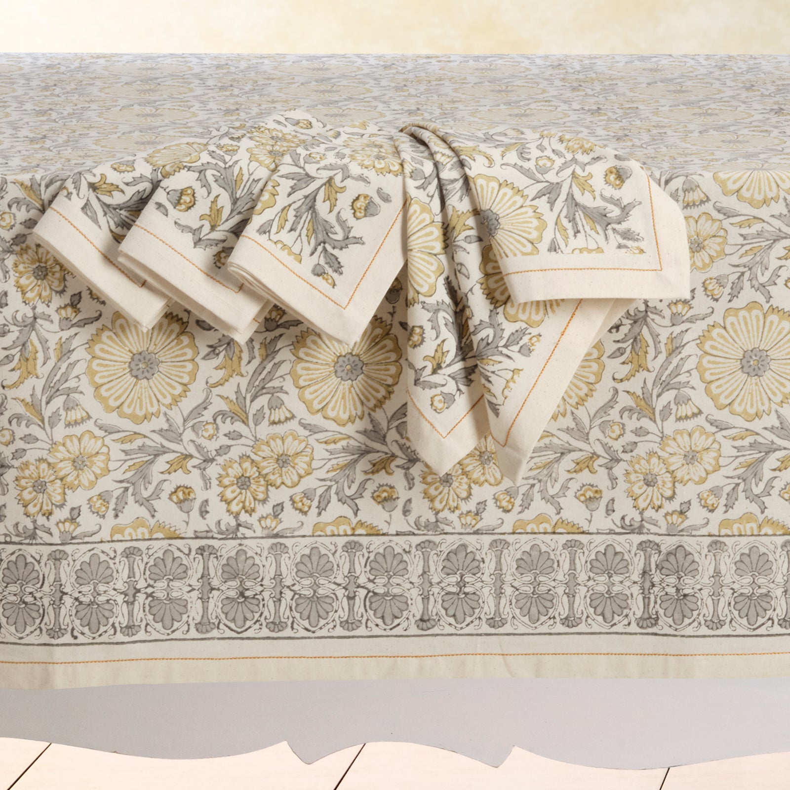 Hand Block Printed Kora Cotton Tablecloths | Stories in Print | Zinnia
