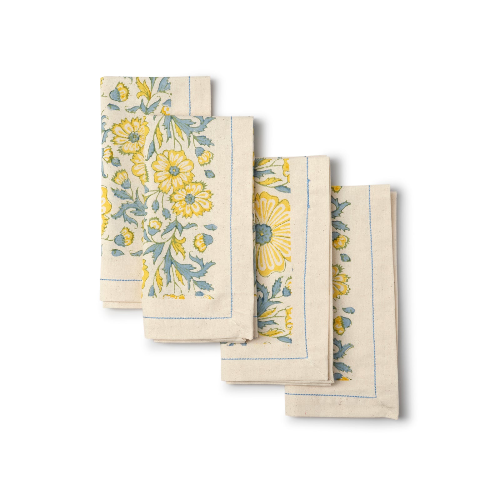 Hand Block Printed Kora Cotton Tablecloths | Stories in Print | Bloom Wheat