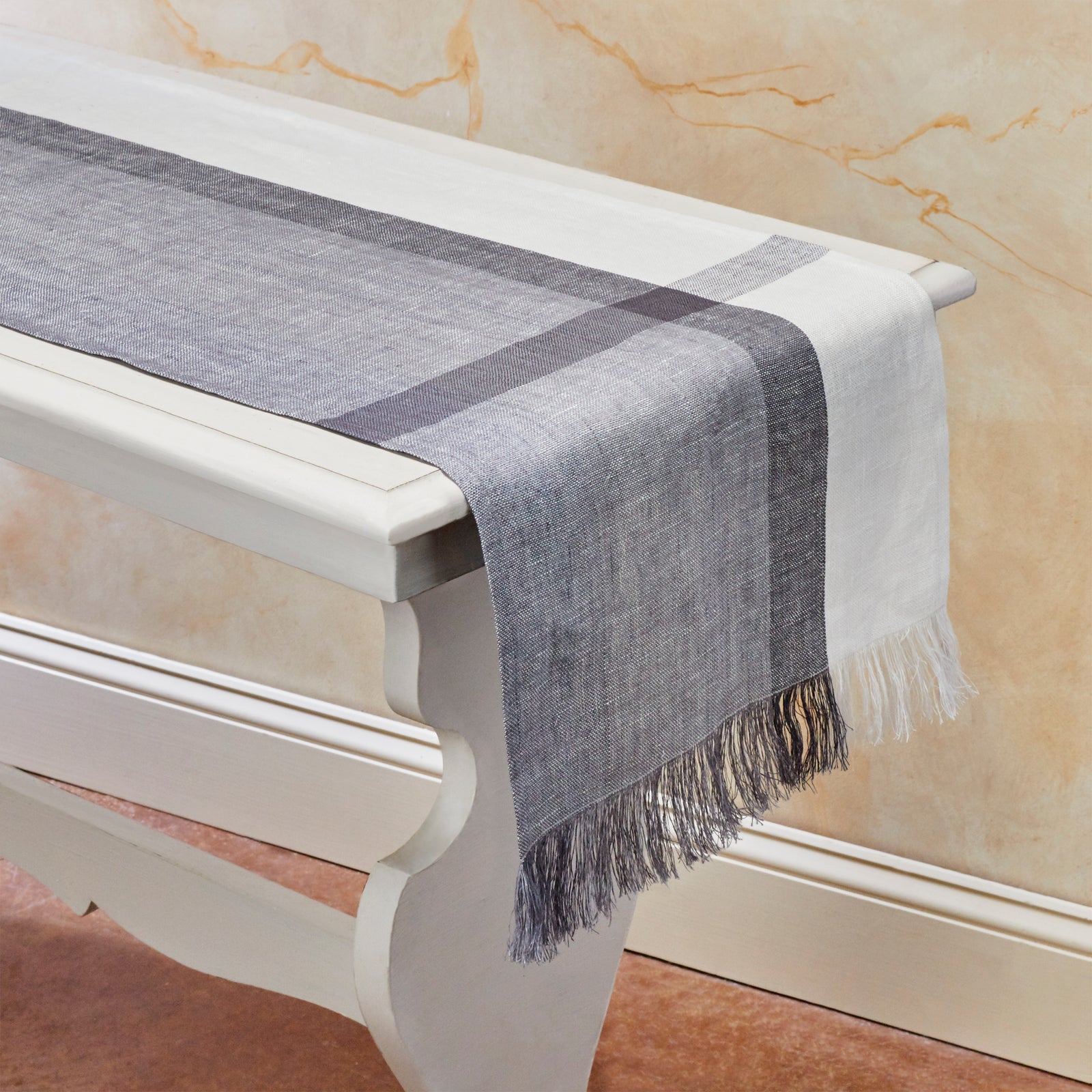 Flax Linen Table Runners | Handwoven | Blue Corn