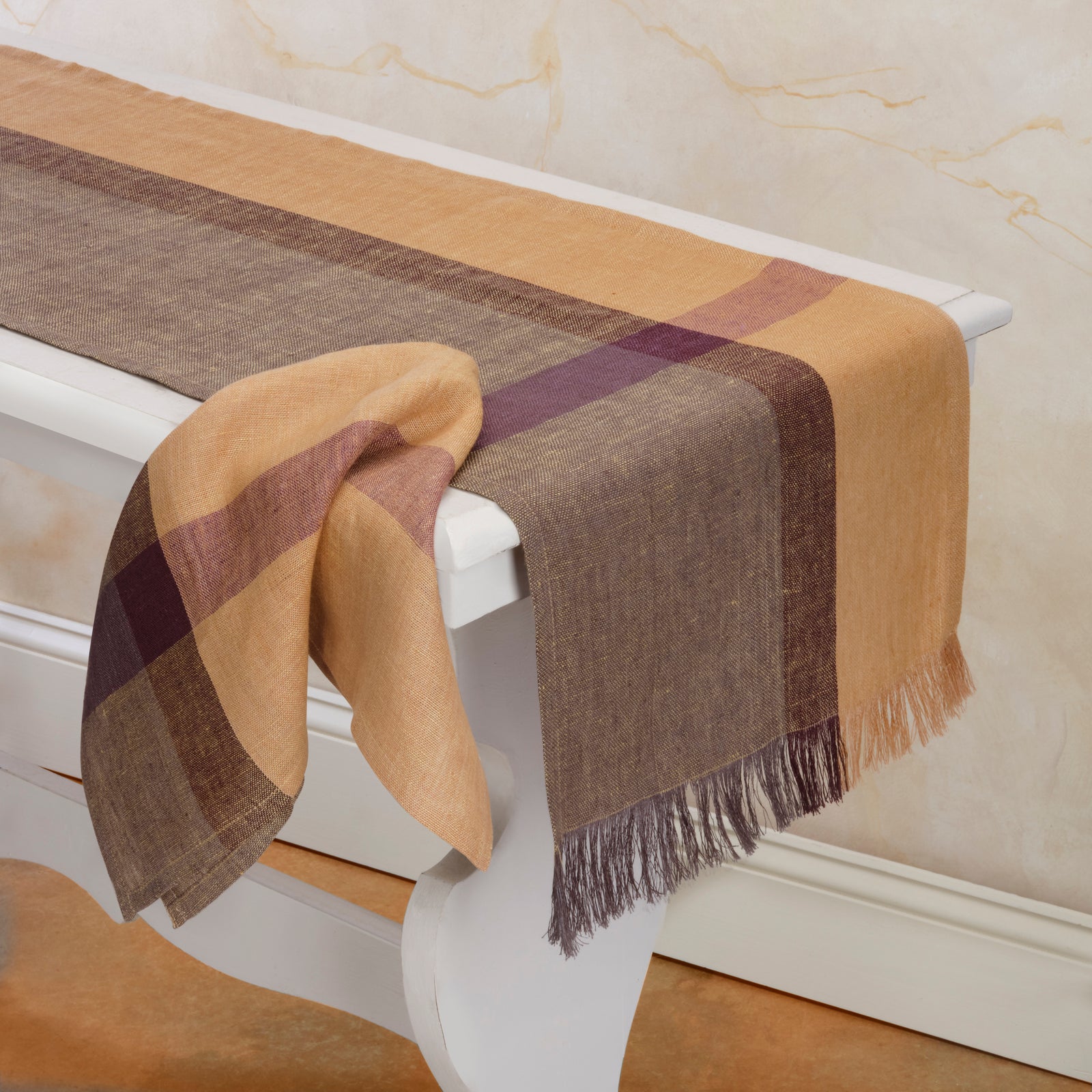 Flax Linen Table Runners | Handwoven | Golden Raisin