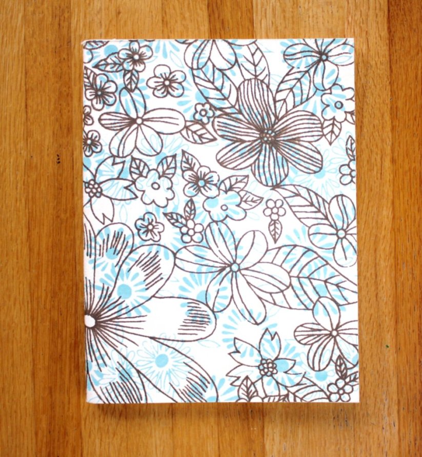 Tree-Free Recycled Cotton Paper Journals | Hand Screen Printed | Aqua Flowers