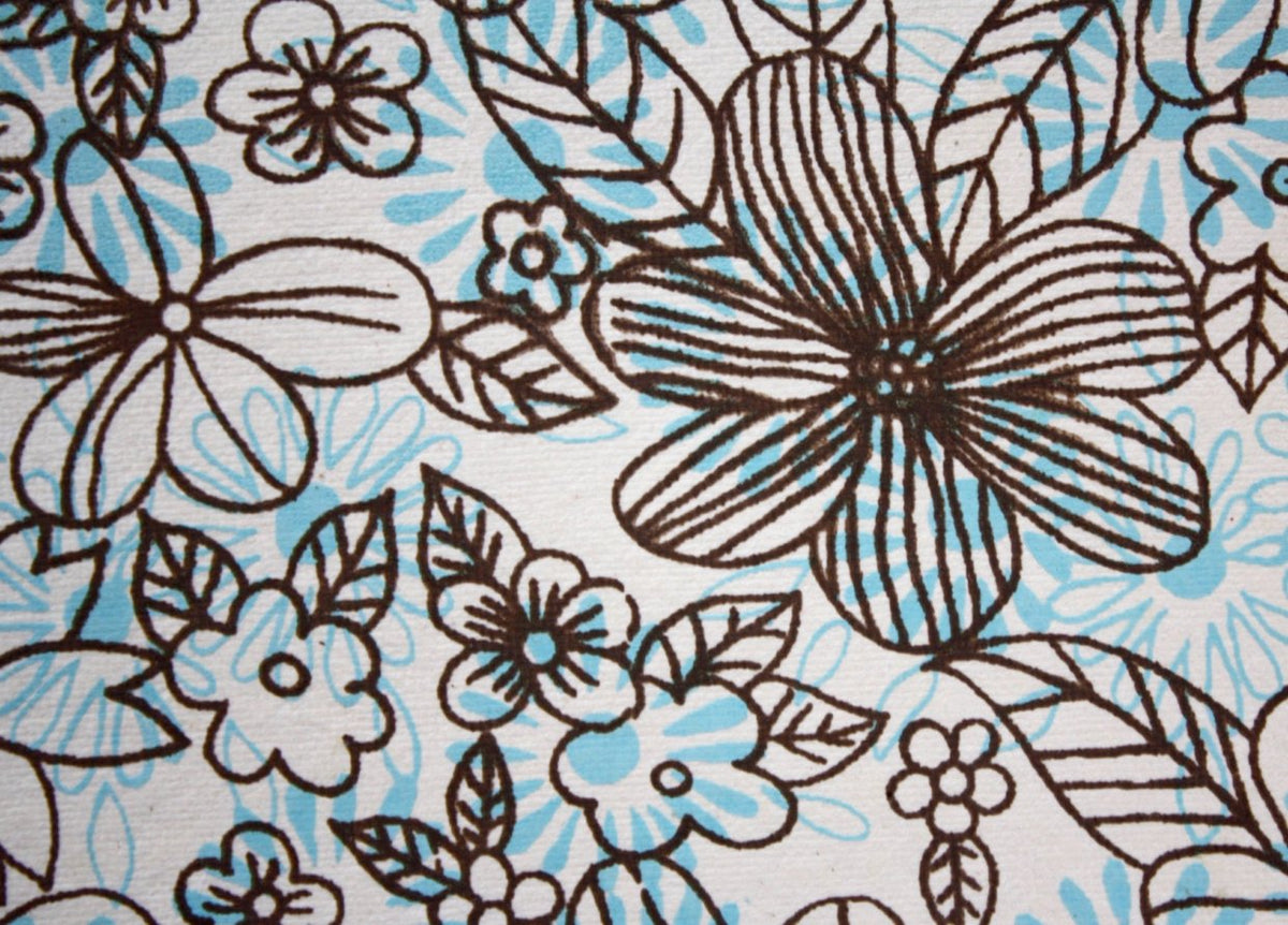 Tree-Free Recycled Cotton Paper Journals | Hand Screen Printed | Aqua Flowers