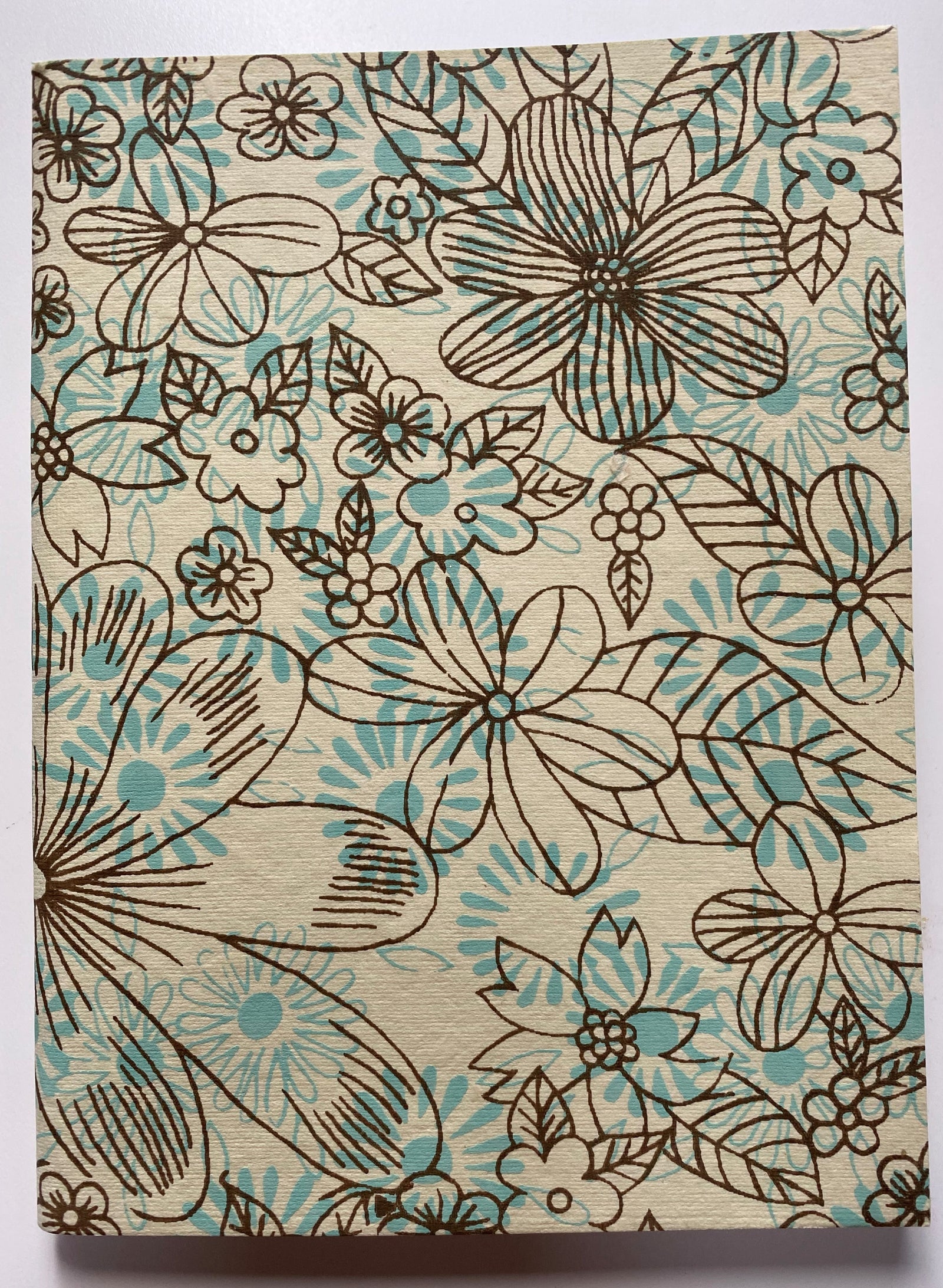 Tree-Free Recycled Cotton Paper Journals | Hand Screen Printed | Aqua Flowers