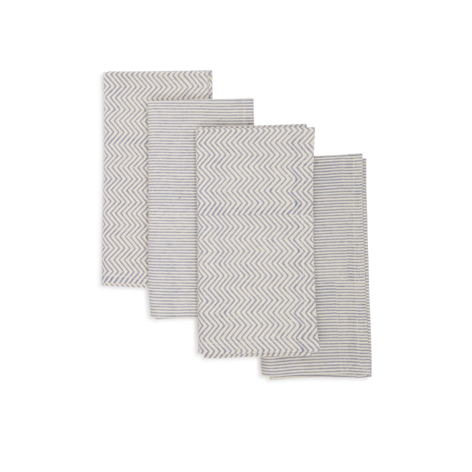 Hand Block Printed Cotton Napkins, Set of 4 | 18″×18″ | Axis | Aspen Blue