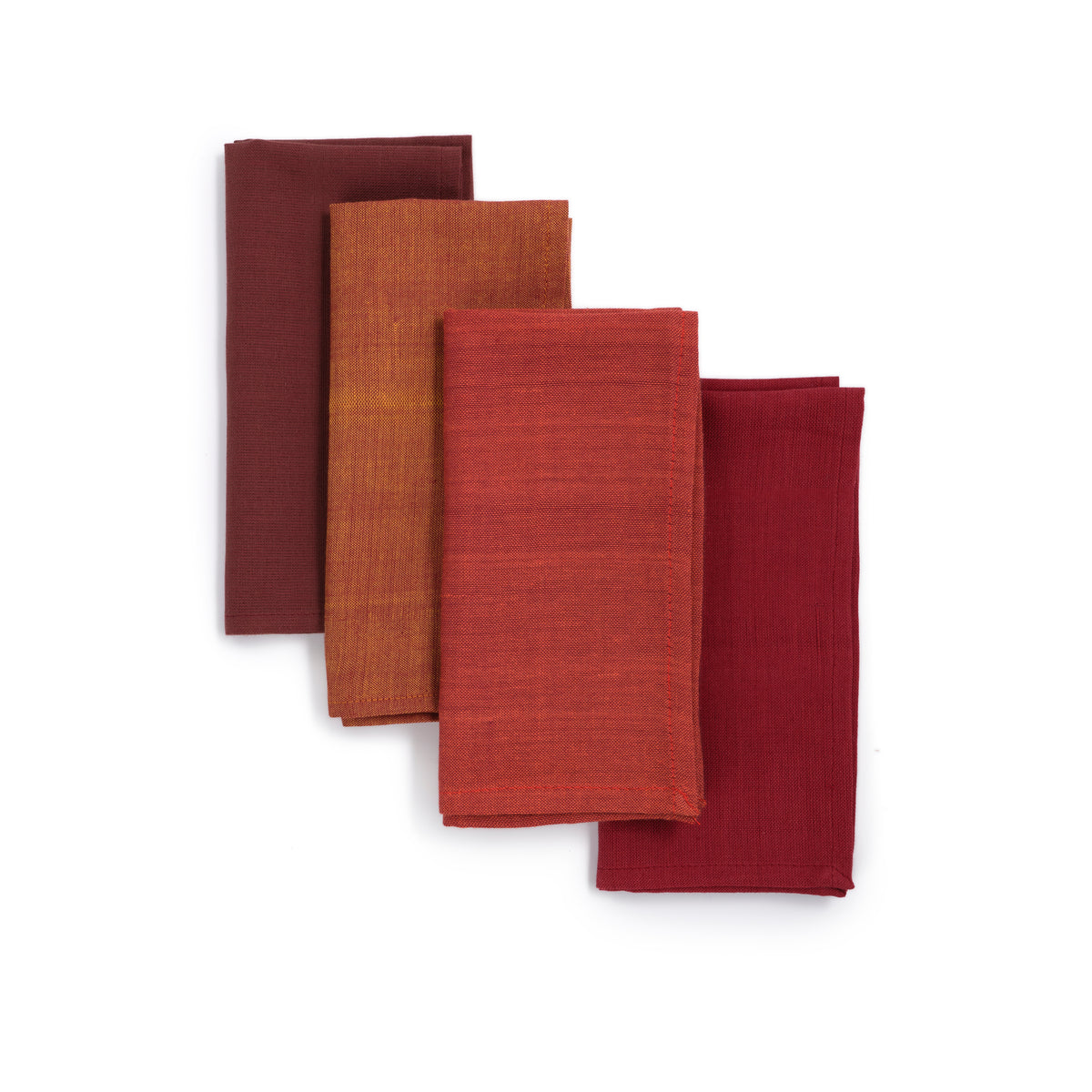 Handwoven Cotton Napkins, Set of 4 | 16" × 16" | Interplay | Auburn