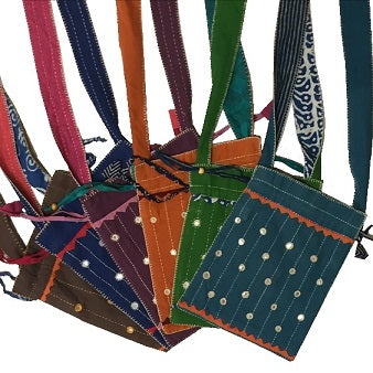 Hand-Embroidered Cotton Drawstring Crossbody Bags | Reflections