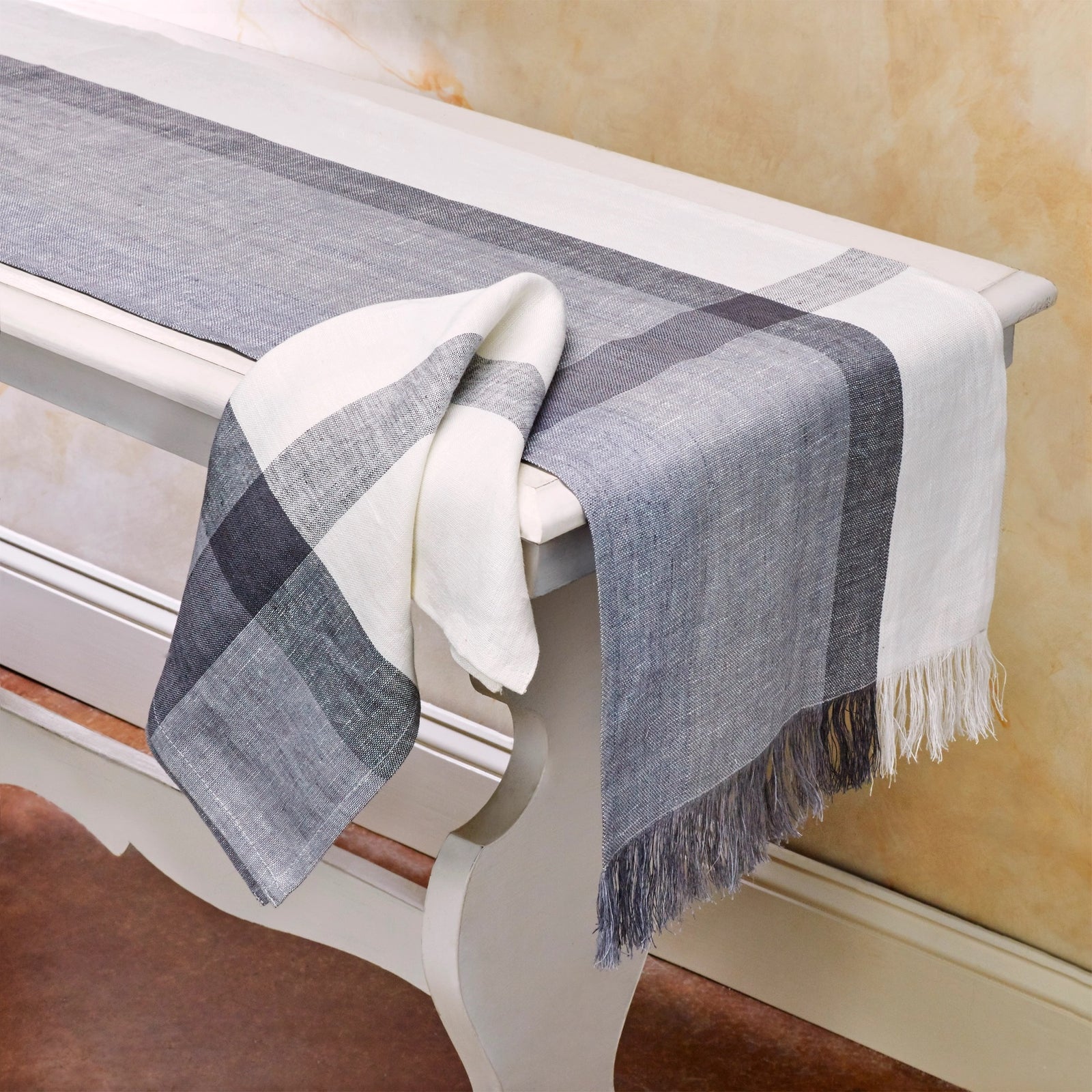 Flax Linen Table Runners | Handwoven | Blue Corn
