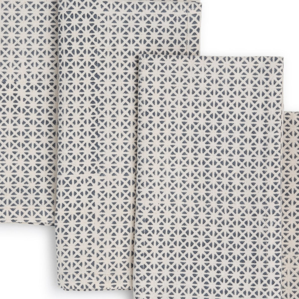 Hand Block Printed Cotton Napkins, Set of 4 | 18″×18″ | Axis | Blue Robin