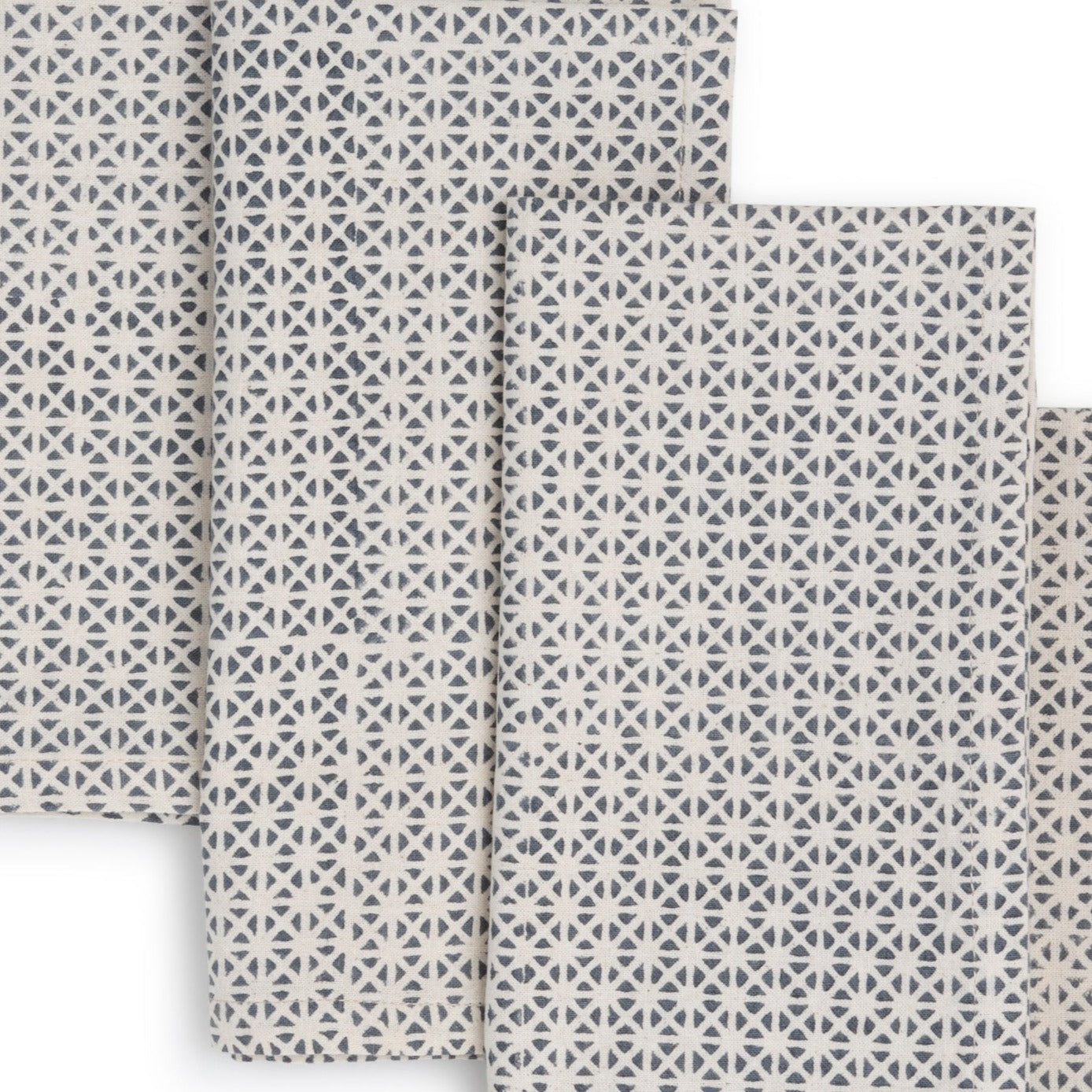 Hand Block Printed Cotton Napkins, Set of 4 | 18″×18″ | Axis | Blue Robin