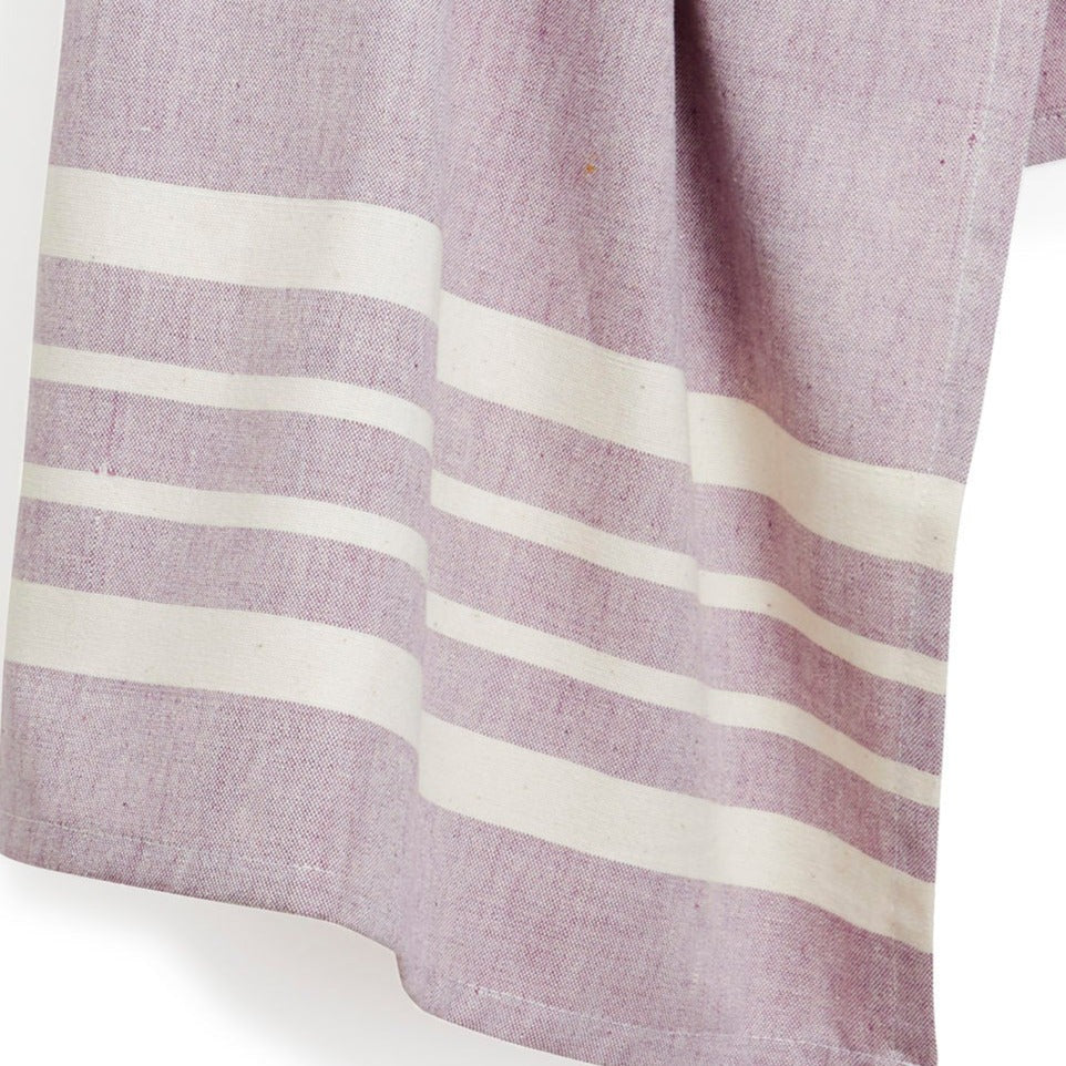 Cotton Kitchen Towel | Handwoven | Scandi Stripe | Eggplant