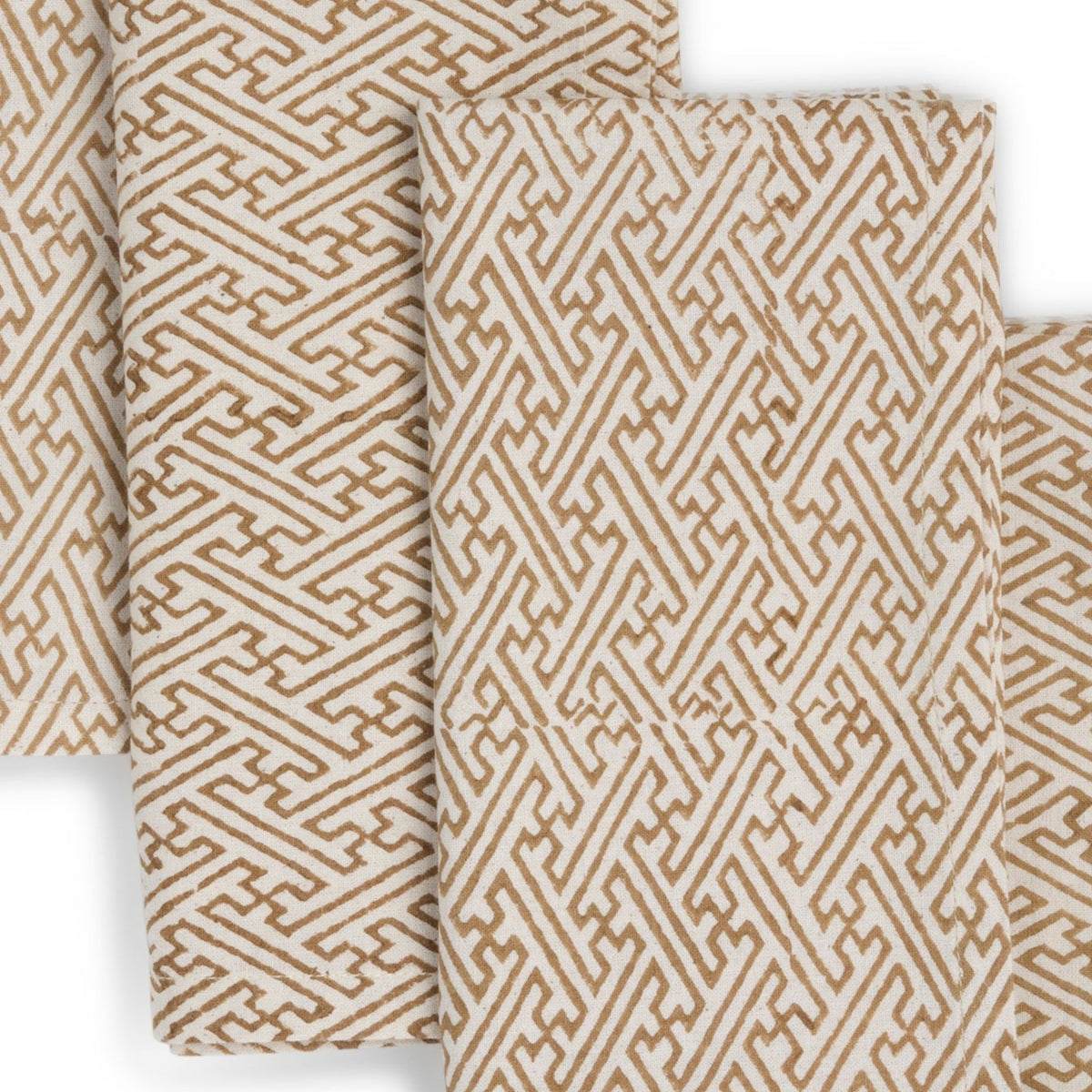 Hand Block Printed Cotton Napkins, Set of 4 | 18″×18″ | Axis | Golden Star