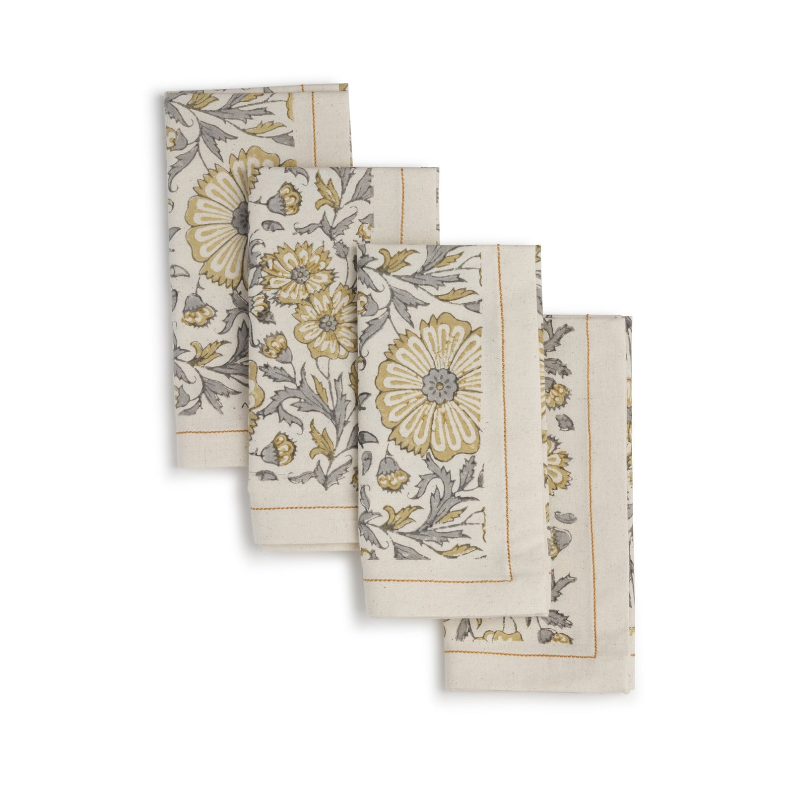 Hand Block Printed Cotton Napkins, Set of 4 | 18″×18″ | Embellish | Zinnia