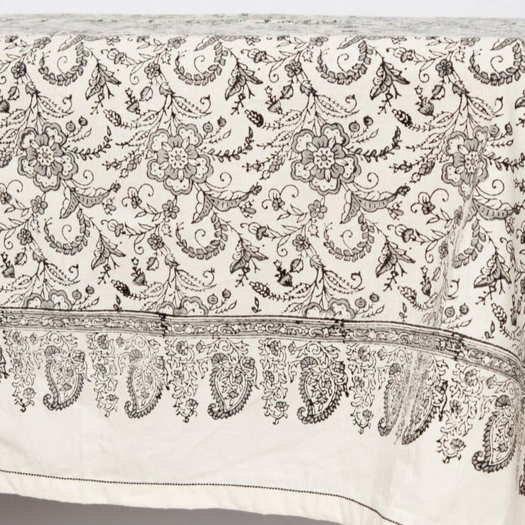 Hand Block Printed Kora Cotton Tablecloths | Stories in Print | Ivy Slate