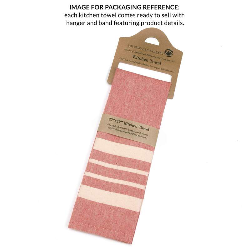 Cotton Kitchen Towel | Handwoven | Scandi Stripe | Butter