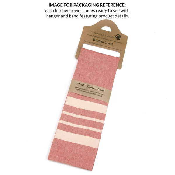 ECO BLOCKSTRIPE Kitchen Towel White/Pink - A world of craft