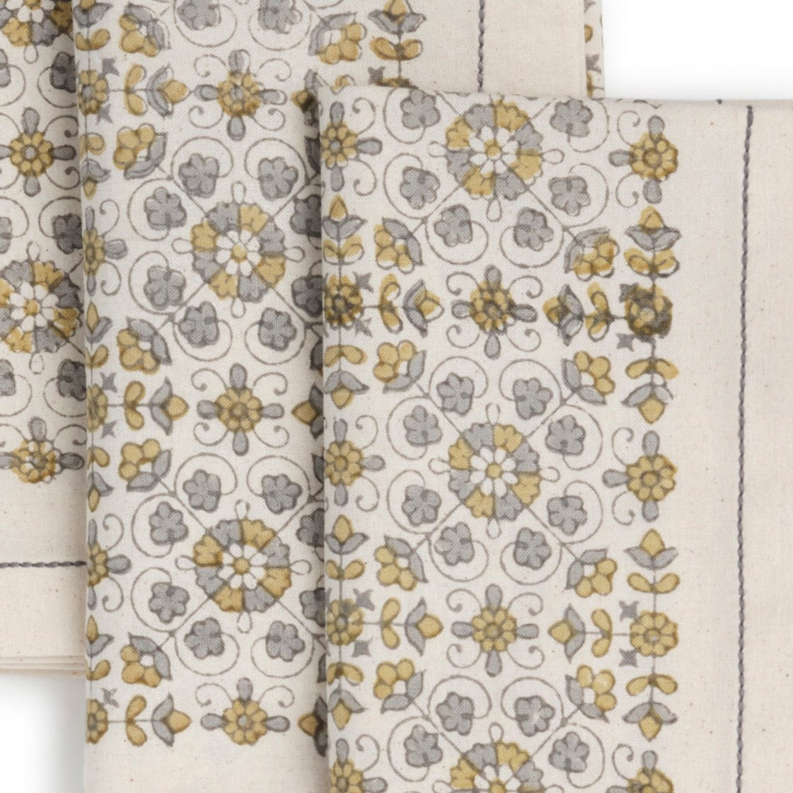 Hand Block Printed Cotton Napkins, Set of 4 | 18" × 18" | Lily