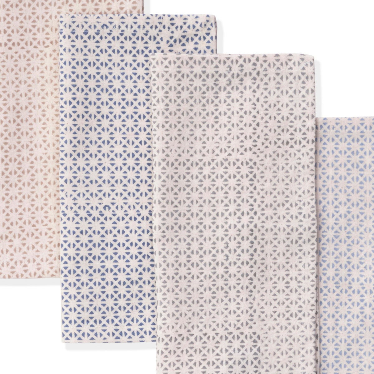 Hand Block Printed Cotton Napkins, Set of 4 | 9"x9" | Impressions | Mirth