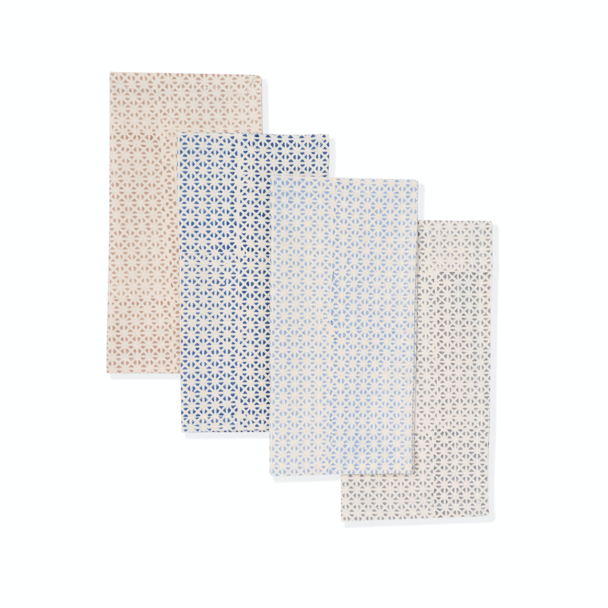 Hand Block Printed Cotton Napkins, Set of 4 | 9"x9" | Impressions | Mirth