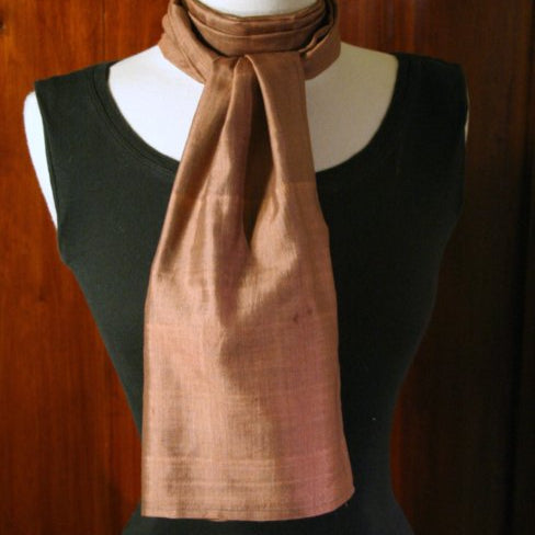 Eri & Tussar Silk Handwoven Scarf | Mocha