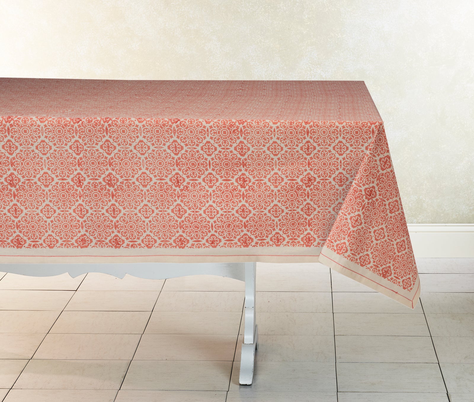 Hand Block Printed Kora Cotton Tablecloths | Stories in Print | Mosaic Rose