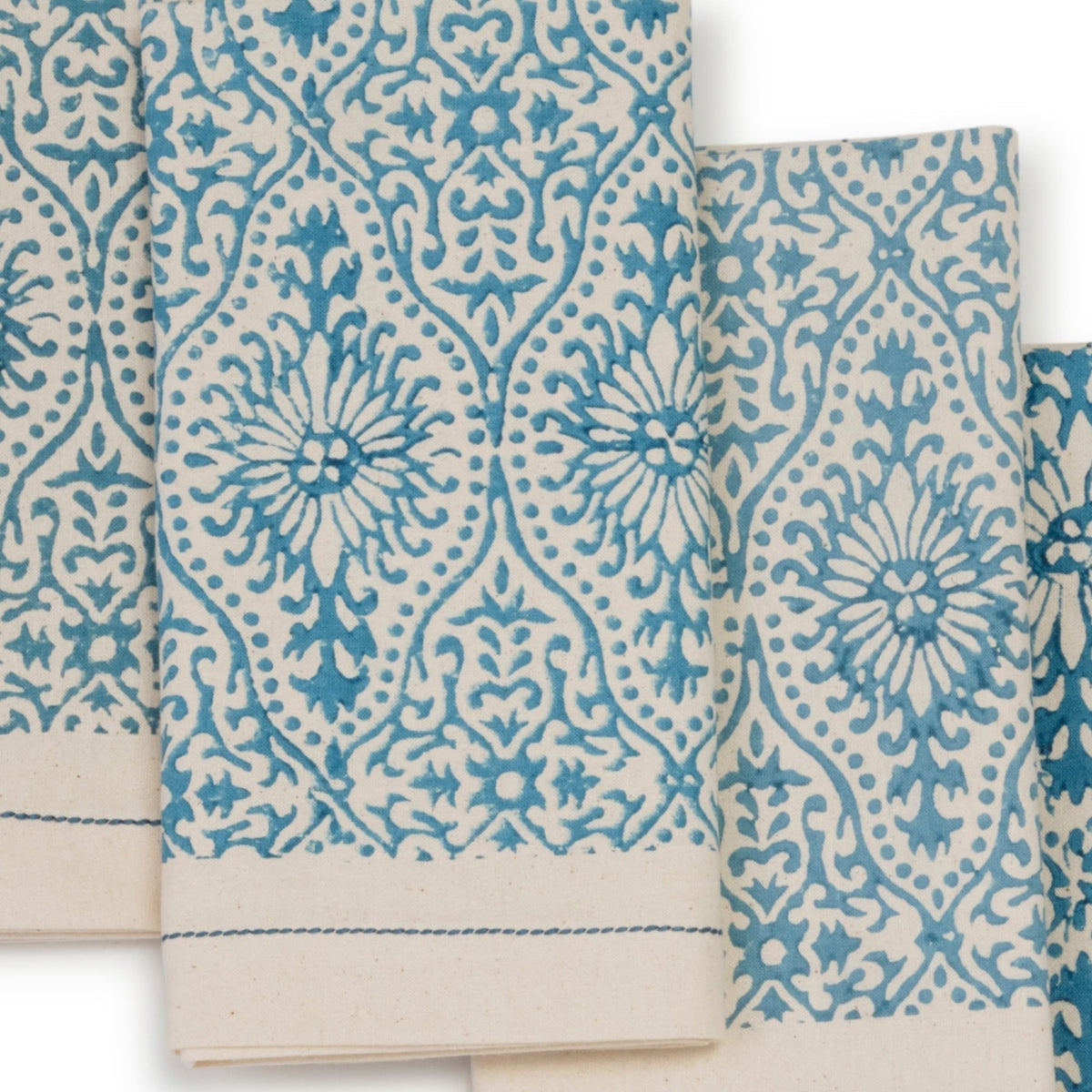Hand Block Printed Cotton Napkins, Set of 4 | 18″×18″ | Embellish | Motifs Fog