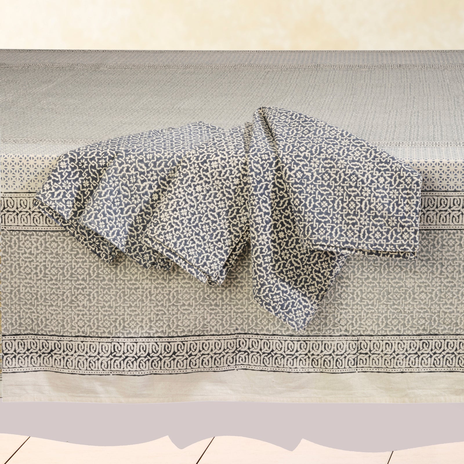 Hand Block Printed Kora Cotton Tablecloths | Stories in Print | Opal Garden