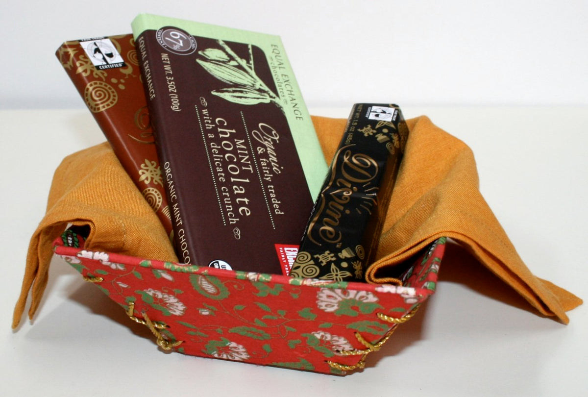 Tree-Free Recycled Cotton Paper Hamper Baskets | Hand Screen Printed | Peppermint
