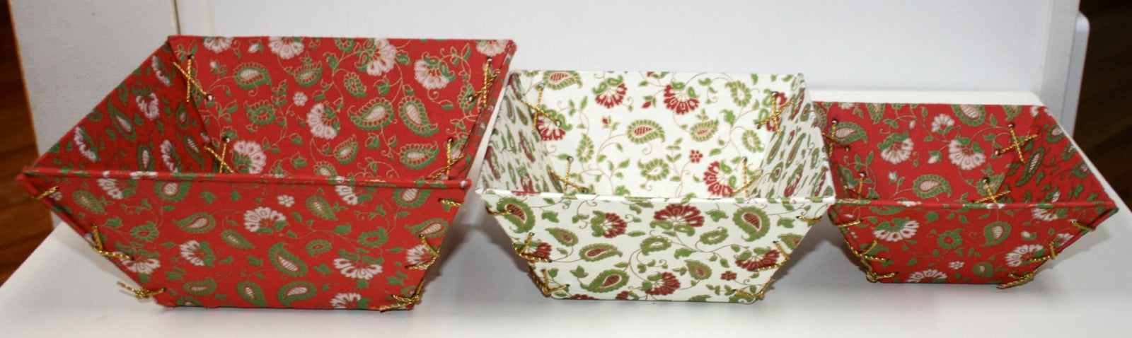 Tree-Free Recycled Cotton Paper Hamper Baskets | Hand Screen Printed | Peppermint