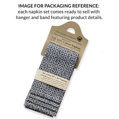 Hand Block Printed Cotton Napkins, Set of 4 | 18″×18″ | Embellish | Motifs Fog