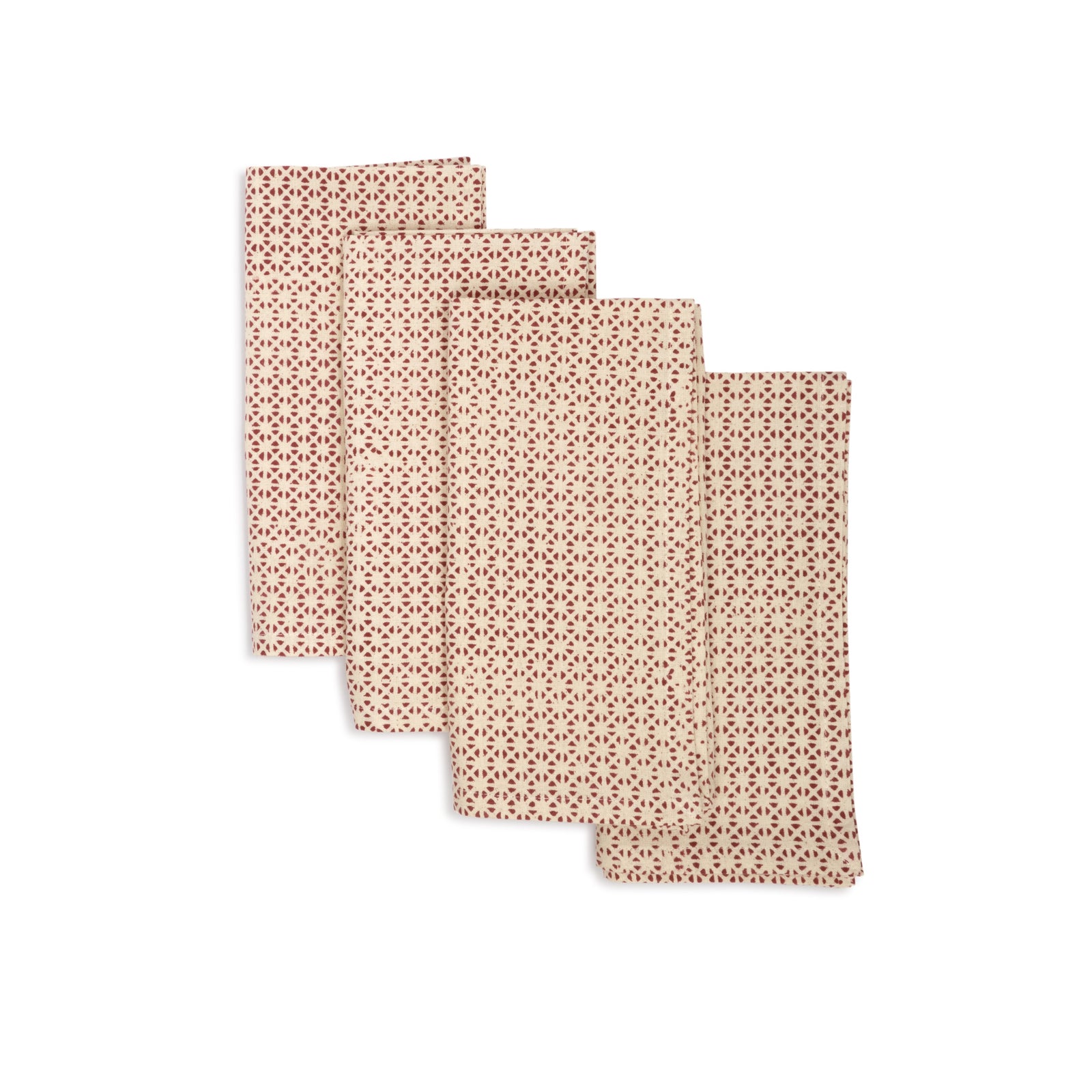 Hand Block Printed Cotton Napkins, Set of 4 | 18″×18″ | Axis | Red Robin