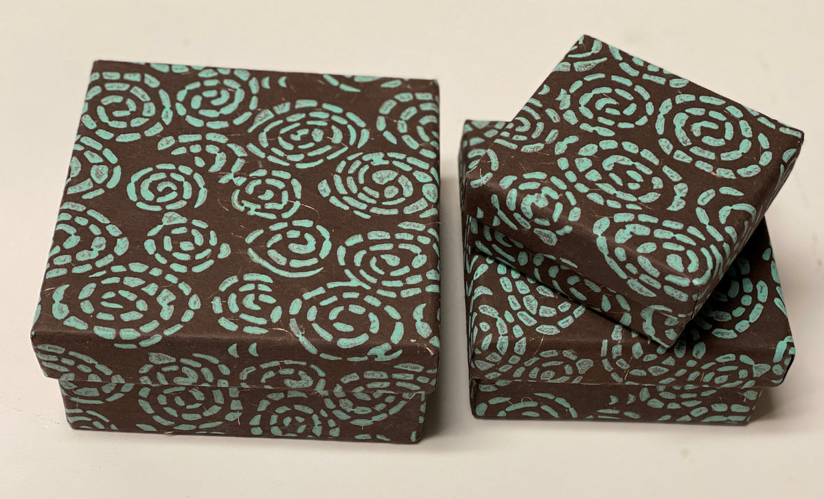 Tree-Free Recycled Cotton Paper Nesting Gift Boxes | Hand Screen Printed | Whirlpool