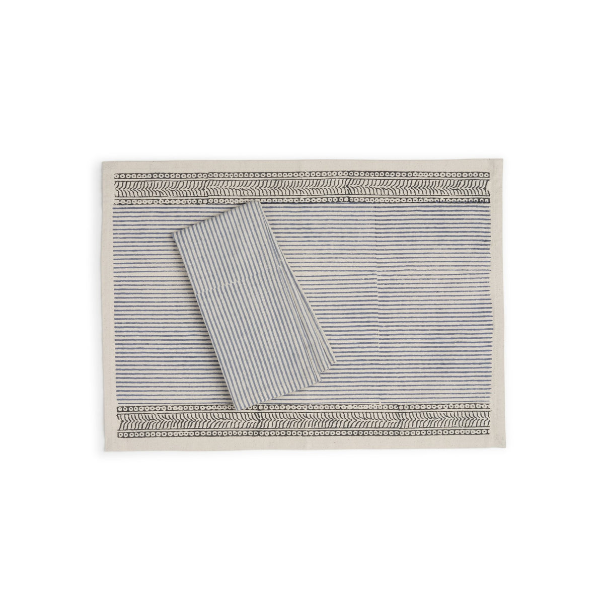 Hand Block Printed Cotton Napkins, Set of 4 | 18″×18″ | Axis | Blue Moon