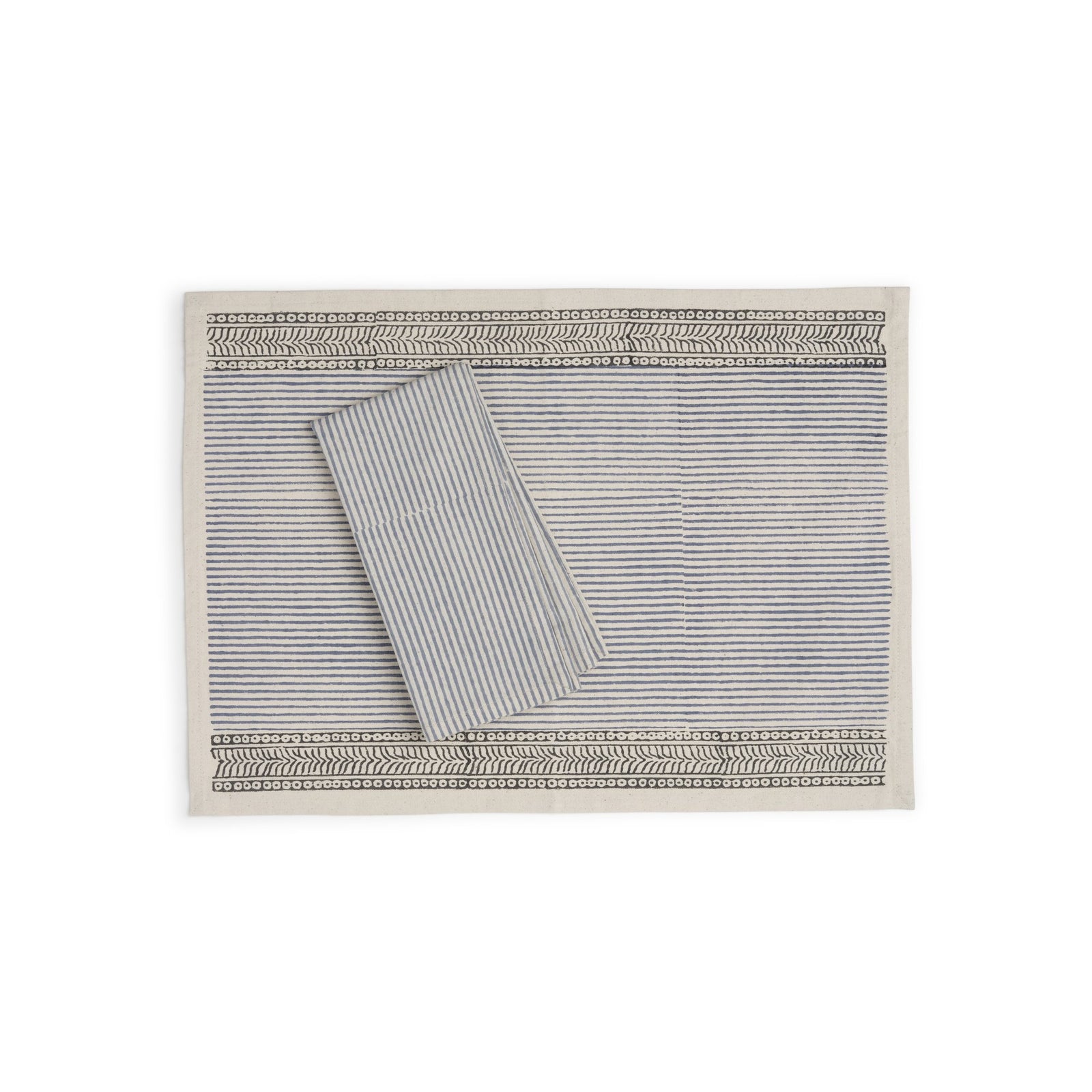 Hand Block Printed Cotton Napkins, Set of 4 | 18″×18″ | Axis | Blue Moon