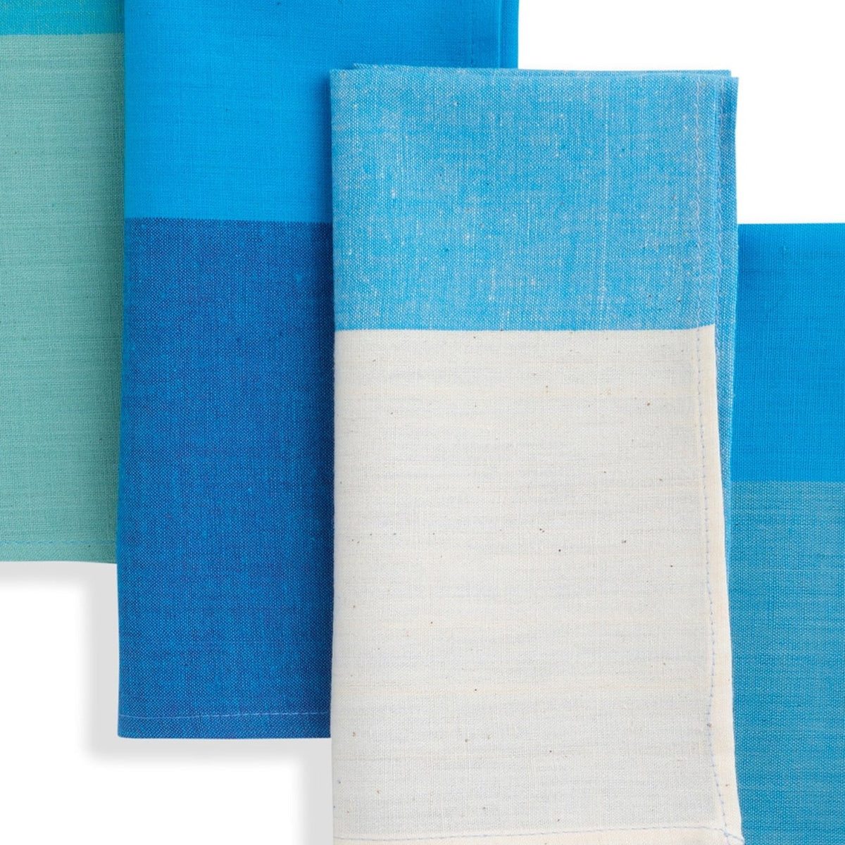 Handwoven Cotton Napkins, Set of 4 | 16" × 16" | Harmonic | Sky