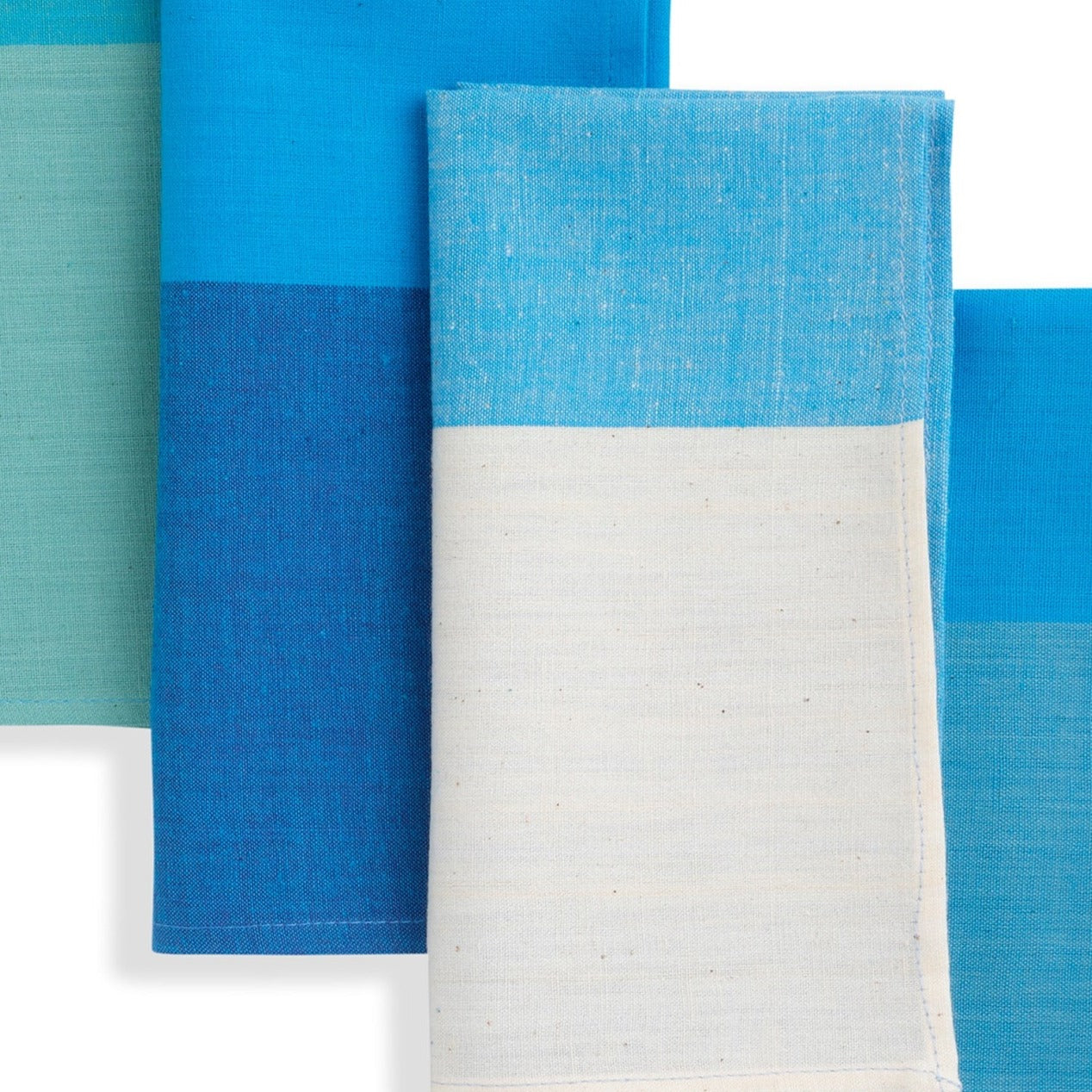 Handwoven Cotton Napkins, Set of 4 | 16" × 16" | Harmonic | Sky