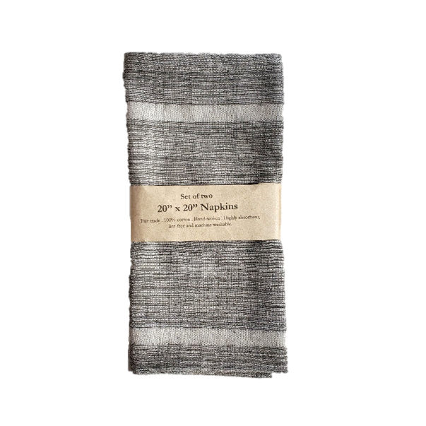 Handwoven Organic Cotton Napkins, Set of 2 | 20" × 20" | Horizon Slate Gray