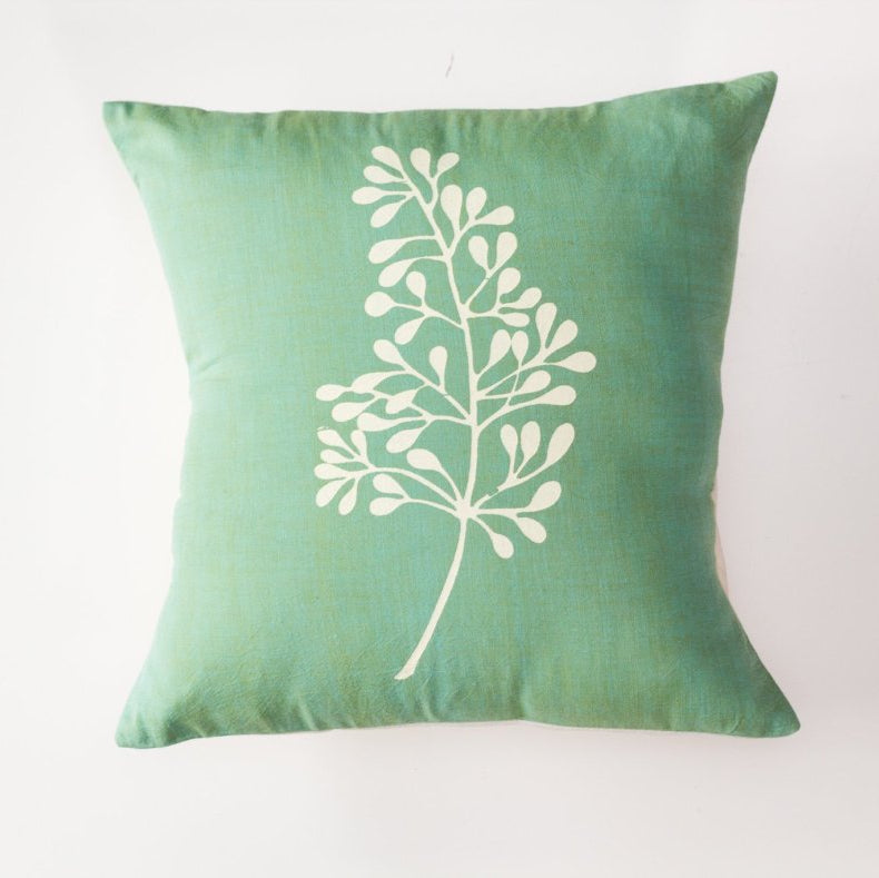 THRIVE Cream on kiwi green. Pillow