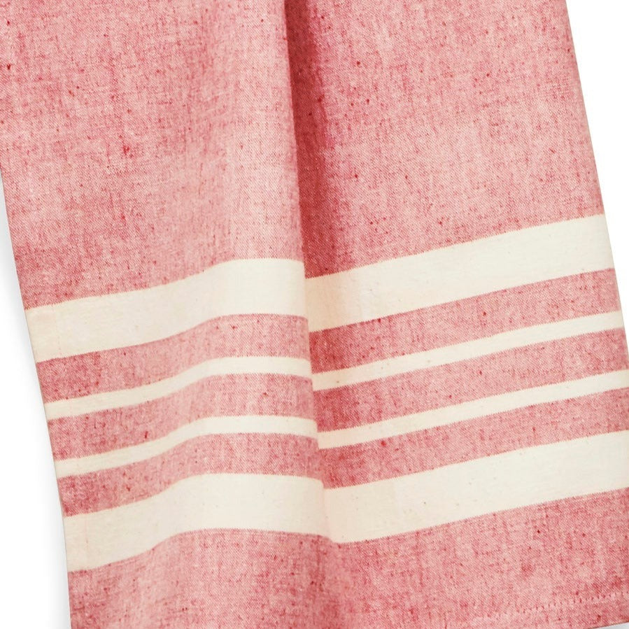 Cotton Kitchen Towel | Handwoven | Scandi Stripe | Tomato