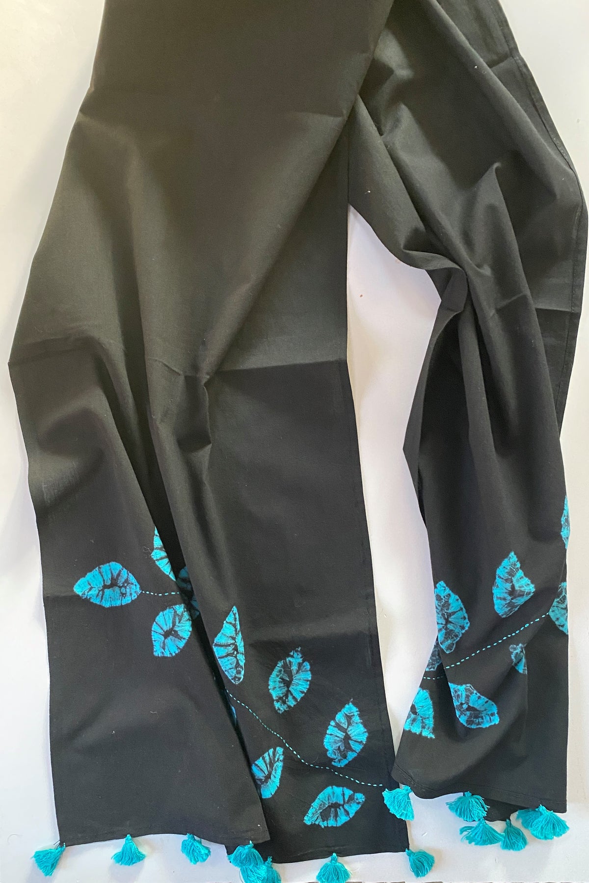 Shibori-Dyed & Hand-Embroidered Cotton Scarf | Leaf & Twig