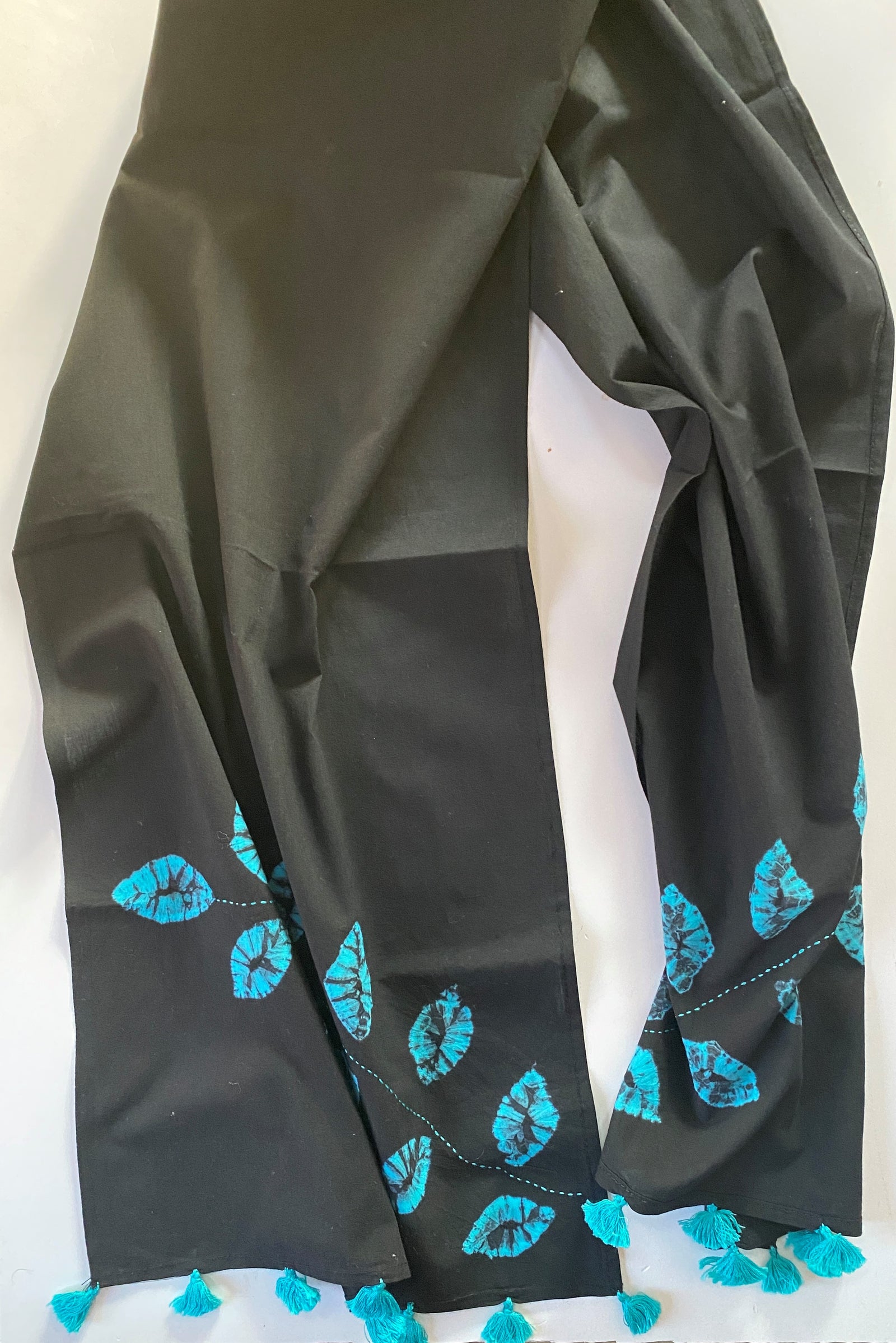 Shibori-Dyed & Hand-Embroidered Cotton Scarf | Leaf & Twig