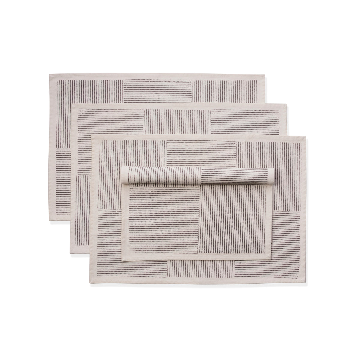 Hand Block Printed Cotton Napkins, Set of 4 | 9"x9" | Impressions | Black Forest