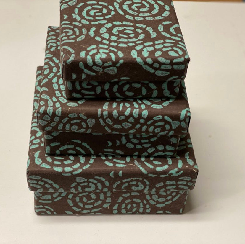 Tree-Free Recycled Cotton Paper Nesting Gift Boxes | Hand Screen Printed | Whirlpool