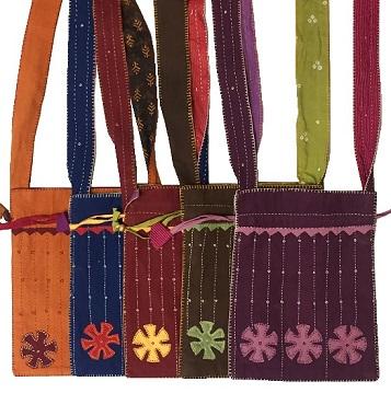 Hand-Embroidered Cotton Drawstring Crossbody Bags | Pinwheel